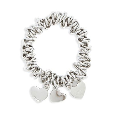 Silver plated heart chain bracelet